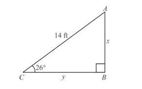 Part A

Ron wants to build a ramp with a length of 14 ft and an angle of elevation of 26∘
The hei