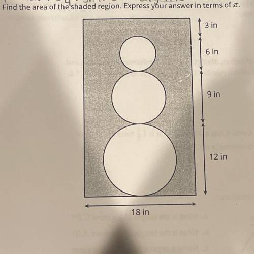 2. Find the area of the shaded region. Express your answer in terms of it.

3 in
6 in
9 in
12 in
1