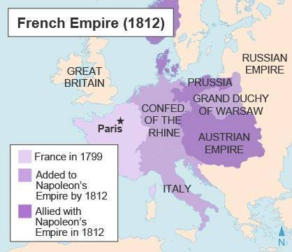A map of Europe titled French Empire, 1812 showing that France in 1799 was similar in size as it is
