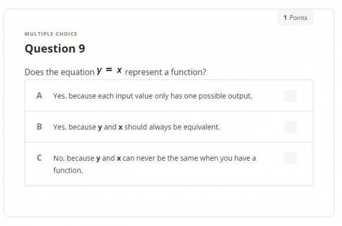 Does the equation y = x represent a function?