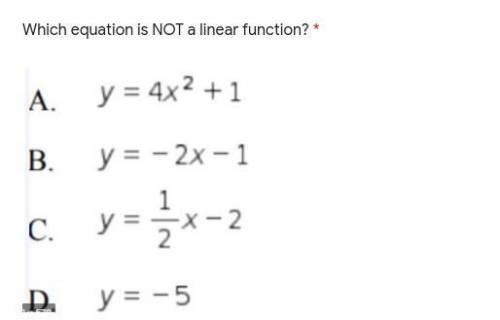 Which equation is NOT a linear? function