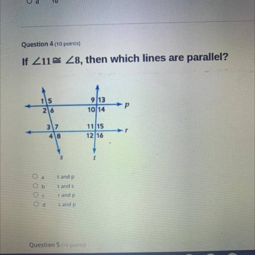 If <11 = <8 , then which lines are parallel?