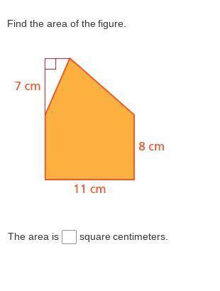 Question
Find the area of the figure.
The area is 
square centimeters.