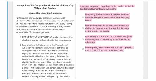How does paragraph 2 contribute to the development of the idea that enslavement is anti-American?