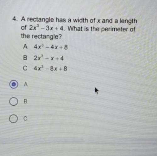 Help on this algebra 2 question look at the pic. Is it’s A, B or C