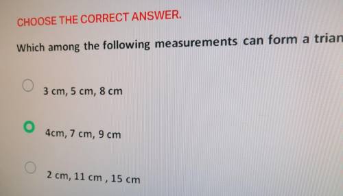 Which measures form a triangle