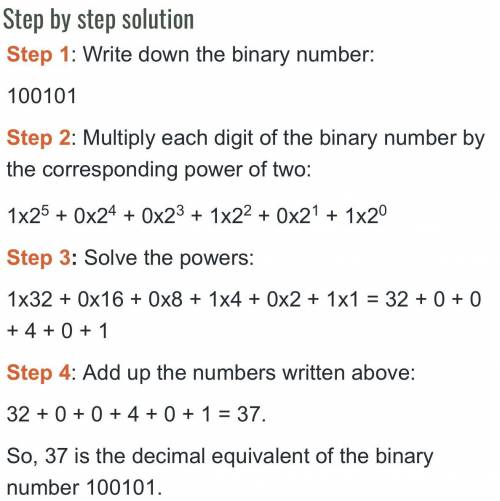 Convert the binary number 100101 to decimal. Show your solution