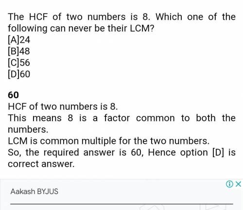 If the HCF of two numbers is 8, which of the following choices could be the numbers?