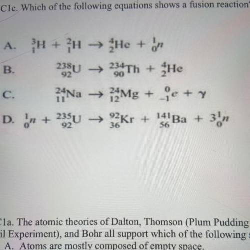 Which of the following equations shows a fusion reaction?