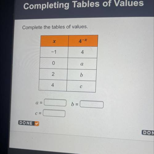 I need help completing the table
