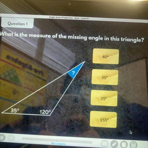 What is the measure of the missing angle in this triangle
Yes