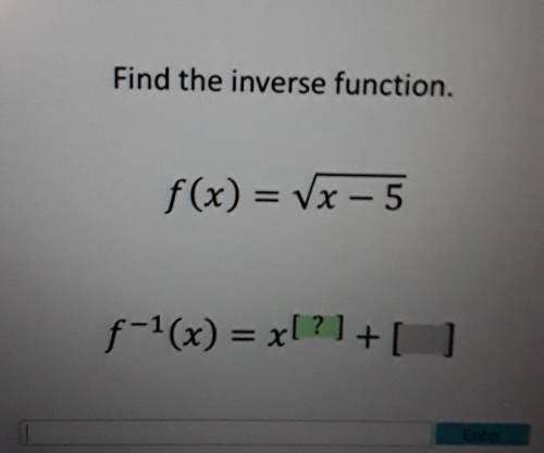 Find the inverse function. f(x) = x - 5