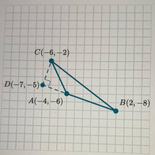 Find the area, in square units, of AABC plotted below?

C(-6, -2)
D(-7,-5)
A(-4,-6)
B(2,-8)