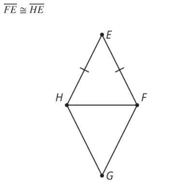 Triangle FGH is the image of isosceles triangle FEH after a reflection across line HF. Which statem