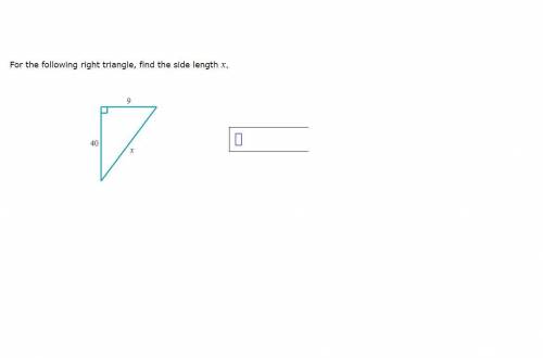Find the following right triangle, find the side length x