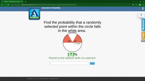 Find the probability that a randomly selected point within the circle falls in the white area.