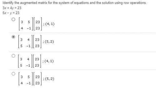 Answer for brainliest

Identify the augmented matrix for the system of equations and the solution
