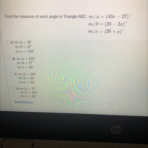 Find the measure of each angle in Triangle ABC