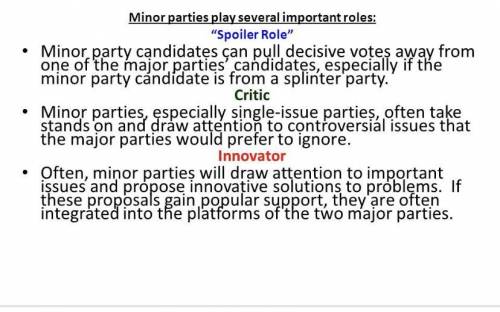What do major and minor parties do and how are
they different?