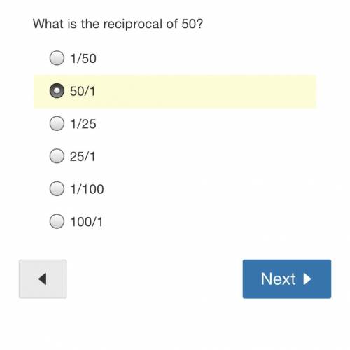 What is the reciprocal of 50
