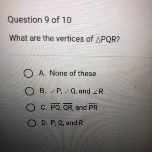 What are the vertices of PQR?