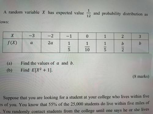 1

1.
A random variable X has expected value
and probability distribution as
12
follows:
X
-3
-2
-