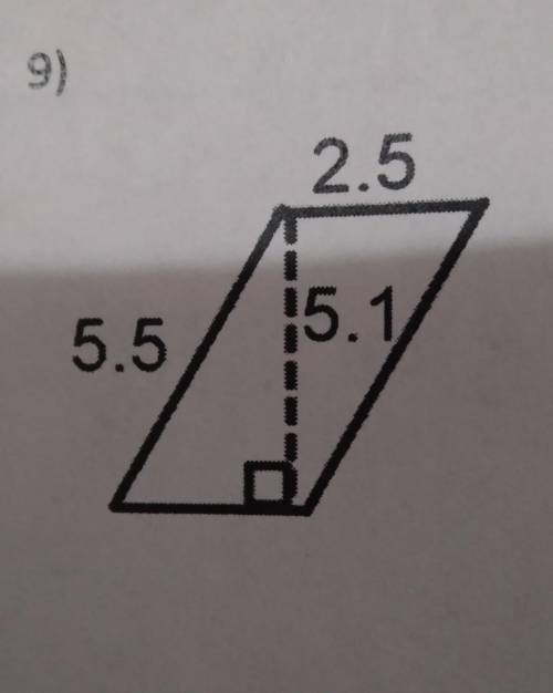 Find the area of each parallelogram 2.5 5.5 5.1