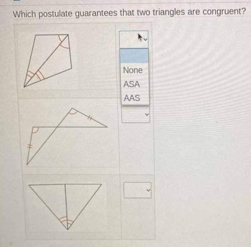 Which postulate guarentees that two triangles are congruent?

I will give brainliest to BEST answ
