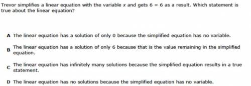 Trevor simplifies a linear equation