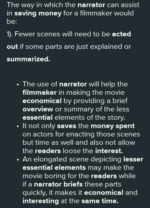 How can using a narrator help a filmmaker save money?