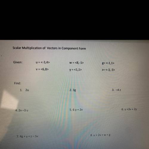 HELP !! Scaler multiplication of vectors in component form