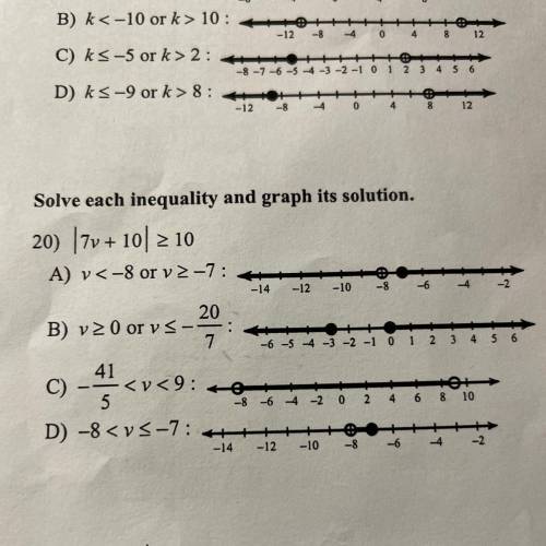 |7v + 10| _>10 help for a pre test question