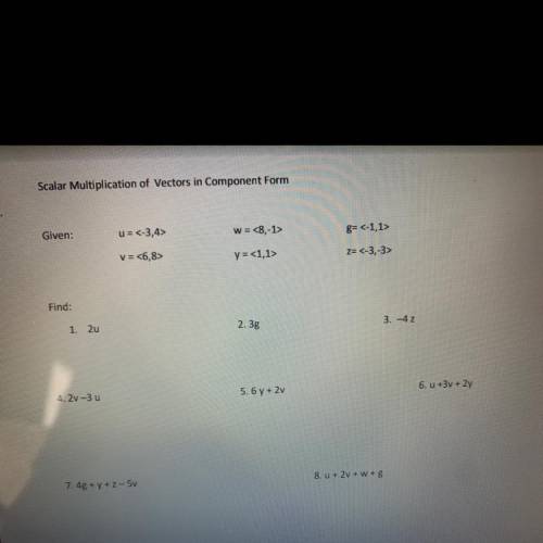 HELP!! Scaler multiplication of vectors in component form