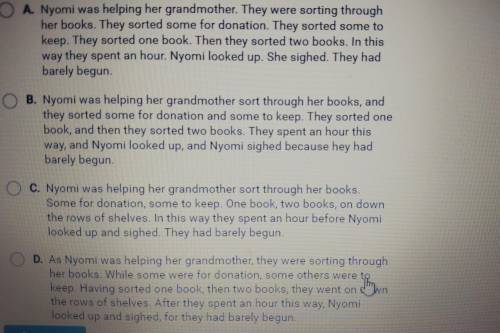 A. Nyomi was helping her grandmother. They were sorting through her books. They sorted some for don