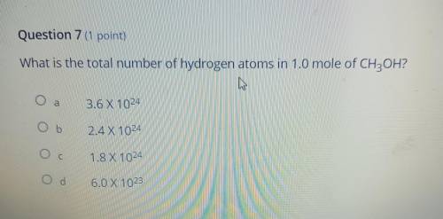 Please help and explain (number of hydrogen atoms in 1 mole of CH3OH)