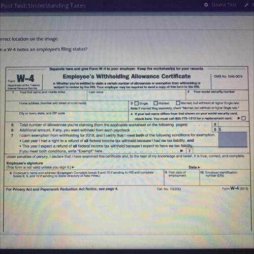 Which box on a W-4 notes an employee’s filling status
