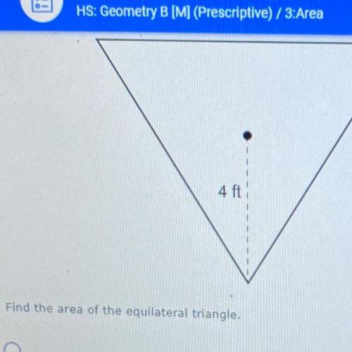 Find the area of the equilateral triangle.