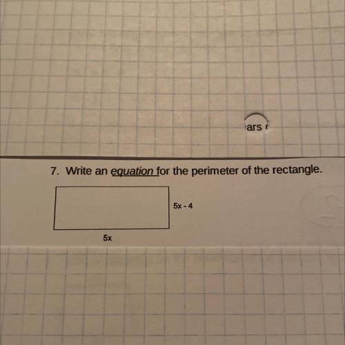 Write an equation for the perimeter of the rectangle