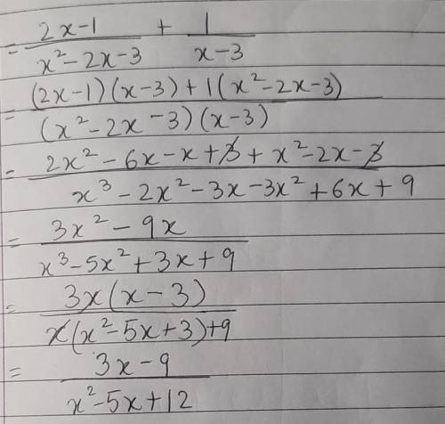 Simplify (2x-1/x^2-2x-3) + (1/x-3)
Please provide a step by step