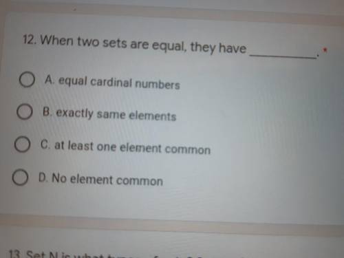 When two sets are equal they have ?