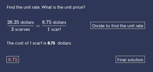 The cost of 3 scarves is $72.75. What is the unit price?