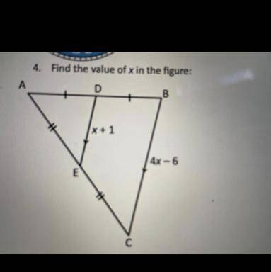 Geometry 
4. Find the value of x in the figure: