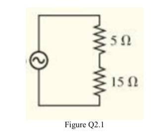 In the AC resistor circuit of Figure Q2.1, the voltage of the AC power source is

U = 100 sin(120p