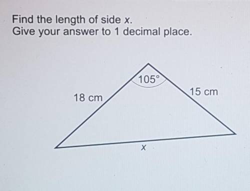Find the length of side x. Give your answer to 1 decimal place. 105° 18 cm 15 cm Х