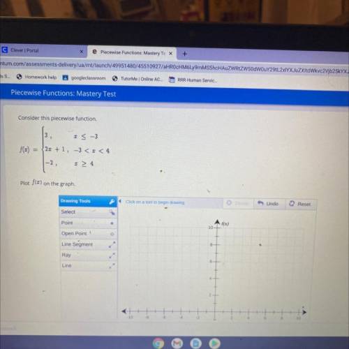 Consider this piecewise function,

1-3
322+1, -3<3<4
-2,
Plot /(*) on the graph.
Drawing Too