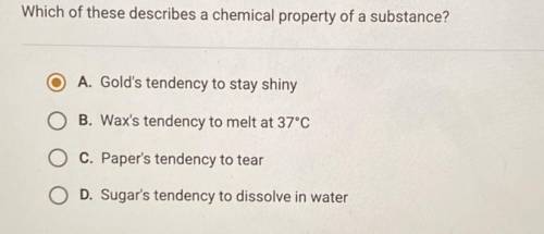 Which of these describes a chemical property of a substance