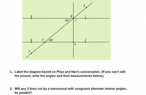 Will any 2 lines cut by a transversal with congruent alternate interior angles, be parallel?