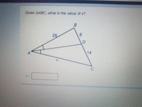Given ABC, what is the value of x?