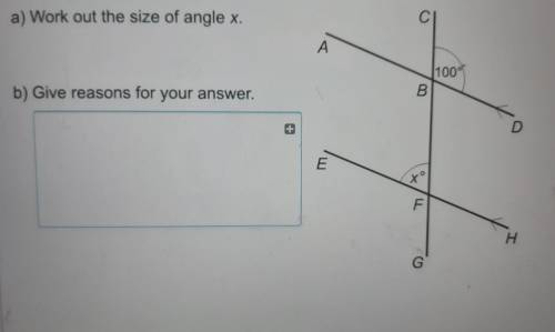 Work out the size of angle x.Give reasons for your answer.