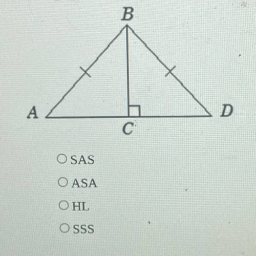 Which triangle congruence theorem could be used to immediately show ABC = DBC

with no additional
